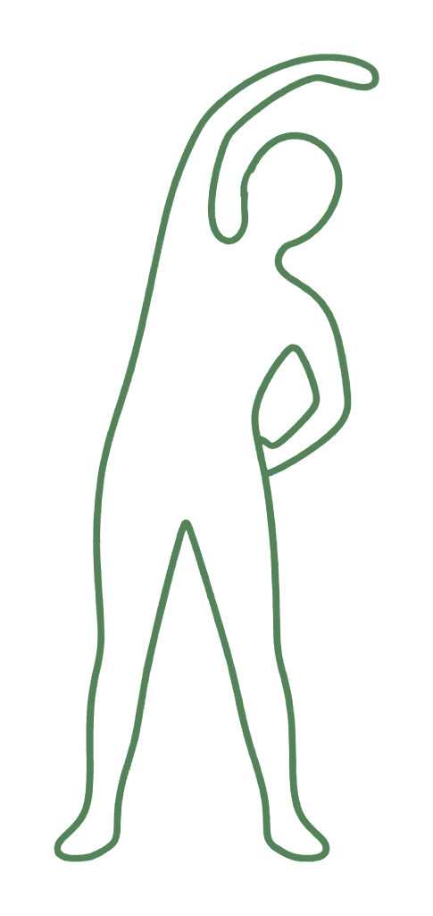 Line drawing of a person making a gentle side stretch